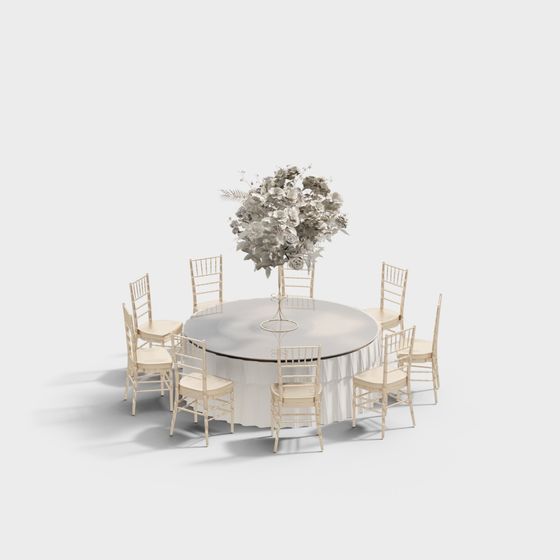 Elegant Round Table and Chair Set 3D model