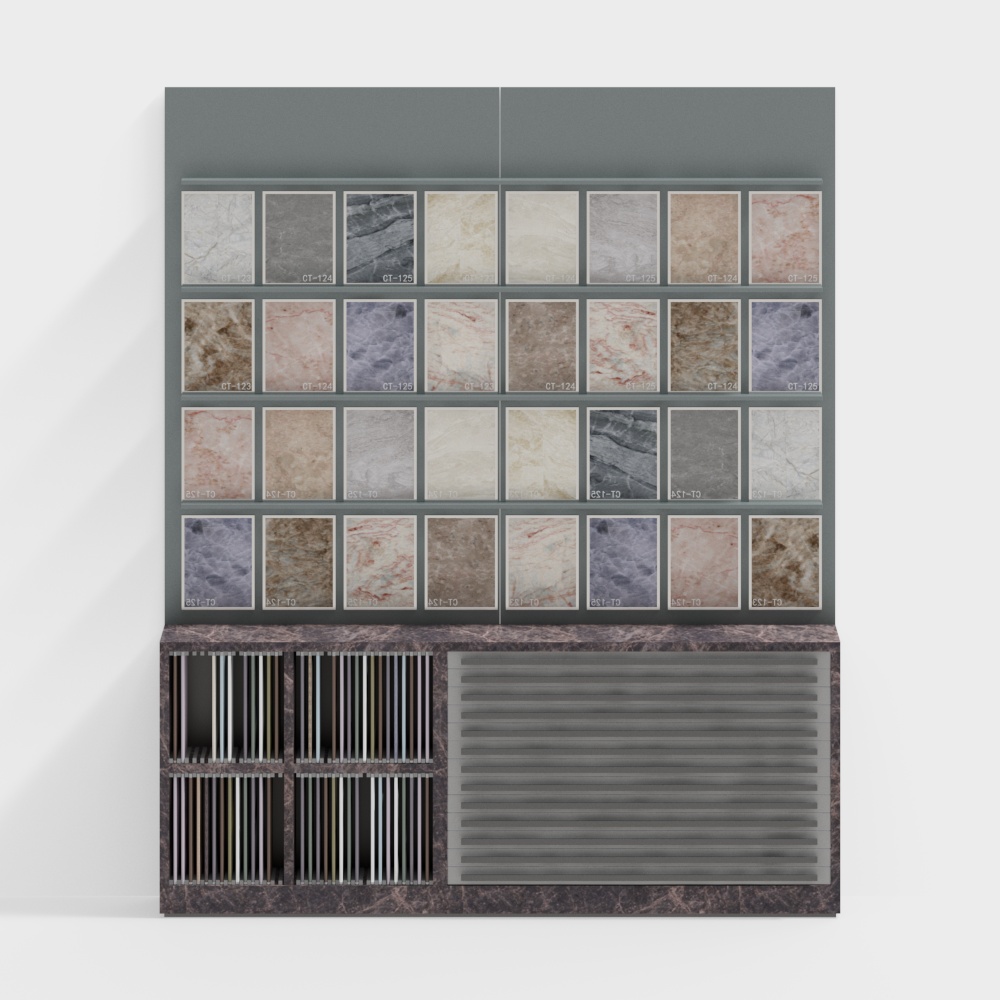 Sleek Low-Poly Display Cabinet 3D model