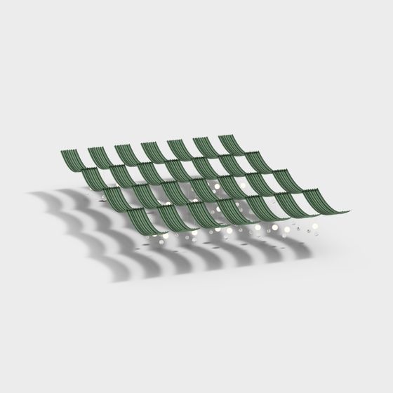 Wave Roof 3D model - Low Poly Design