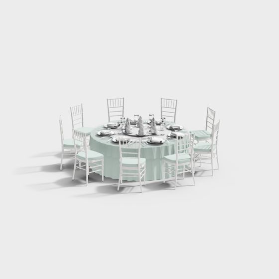 Elegant Round Dining Table 3D model