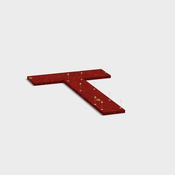 Stylish T-Shaped Wooden Table 3D Model