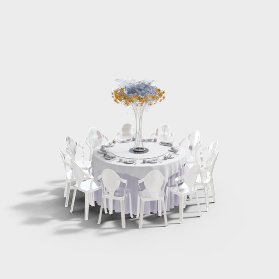 Elegant Round Table and Chair Set 3D model