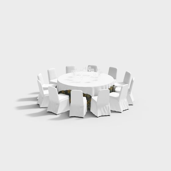 Elegant Round Table and Chairs Set 3D model