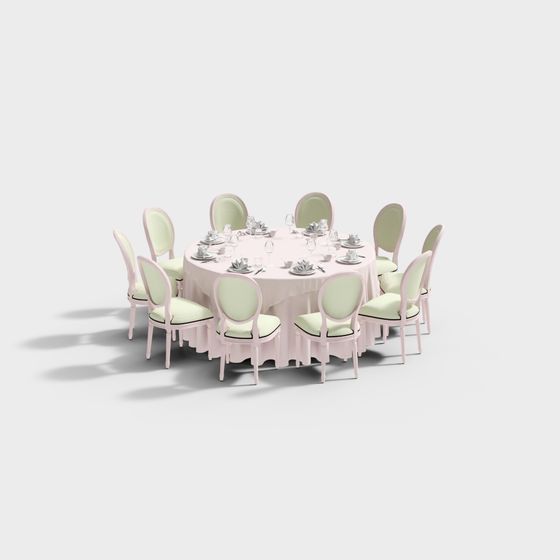 Elegant Round Table and Chairs Set 3D model