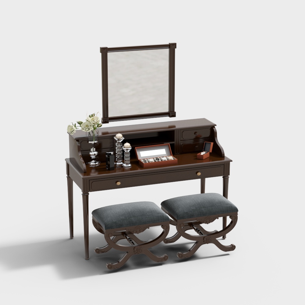 Retro Vanity Table 3D model for Modern Spaces