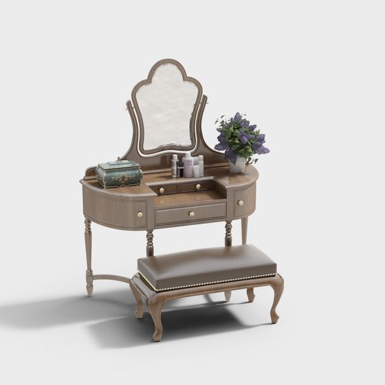 Elegant Vintage Dressing Table 3D model