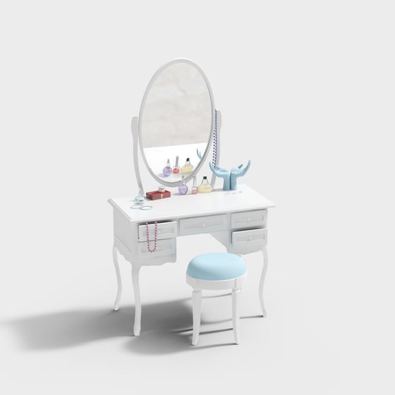 Elegant Vanity Table 3D model for Dreamy Interiors