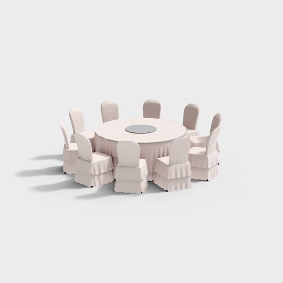 Elegant Round Dining Table 3D model