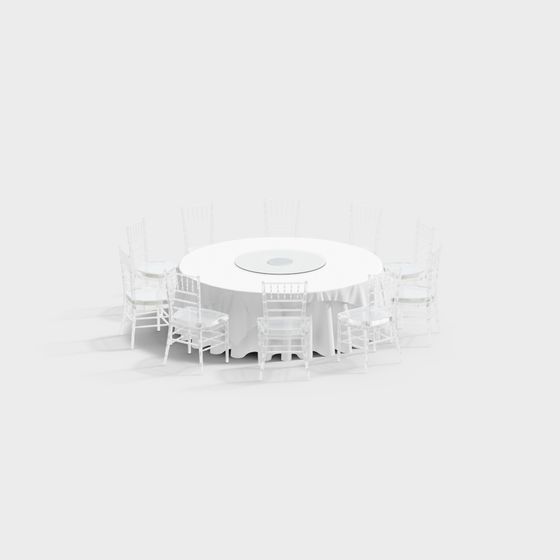 Modern Round Table and Chair Set 3D model