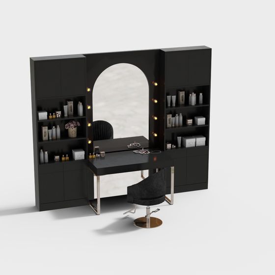 Elegant Makeup Vanity 3D model with Marble Top