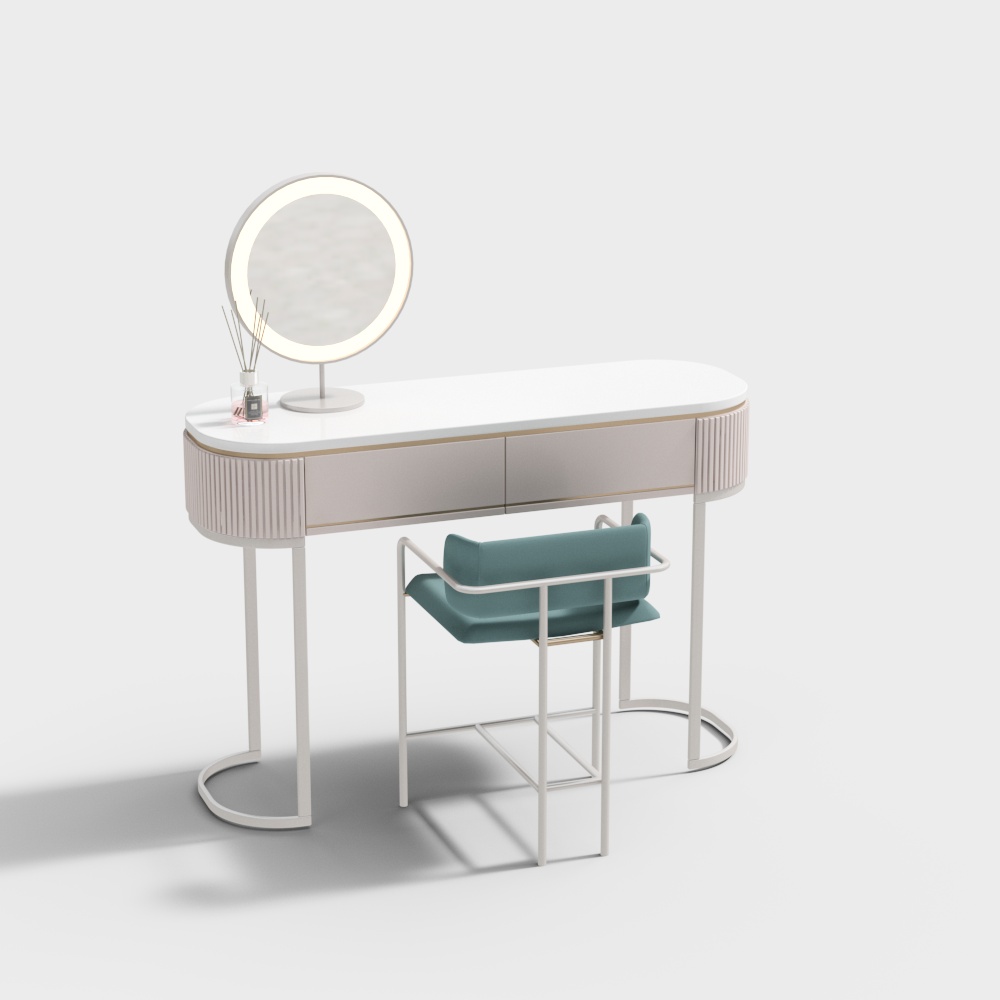 圓形鏡子梳妝台