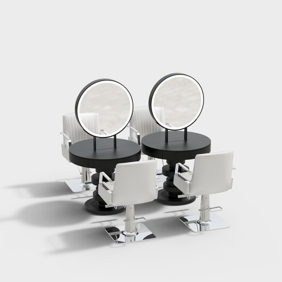 Black Beauty Salon Dressing Table 3D Model