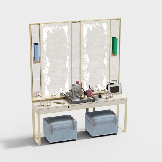Elegant Makeup Vanity Set 3D model