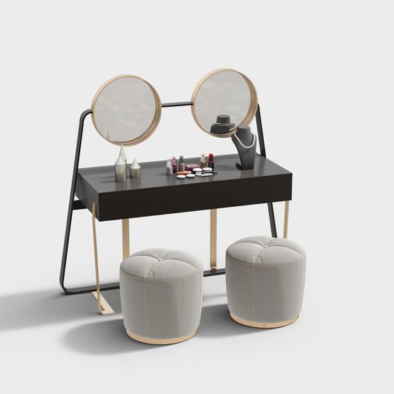 Chic Low-Poly Vanity Table 3D Model for Modern Spaces
