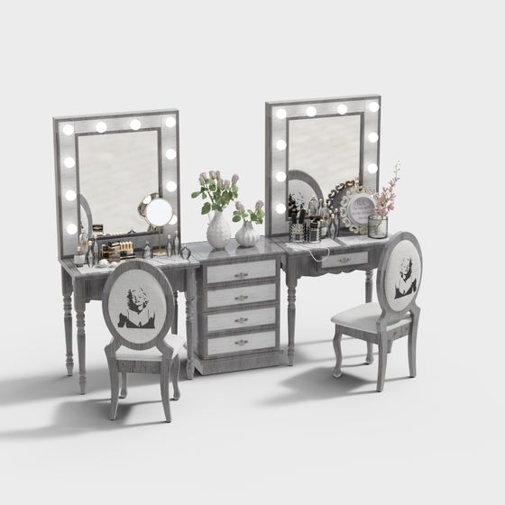 Classic Hollywood Vanity Set 3D model