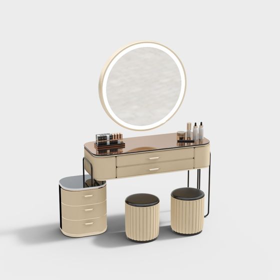 Elegant Makeup Vanity 3D Model for Modern Spaces