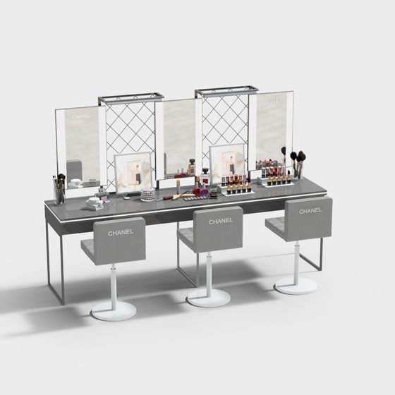 Gray Modern Makeup Store Dressing Table 3D Model