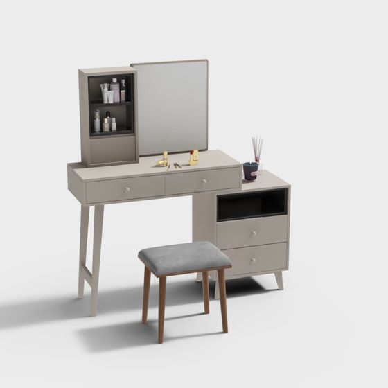 Elegant Low-Poly Vanity Table 3D model