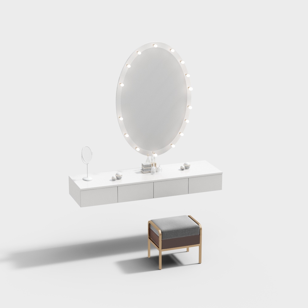 round mirror dressing table