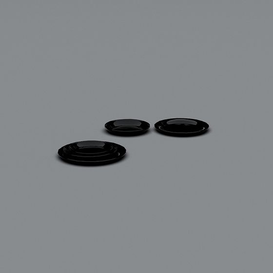 Elegant Black Plates 3D model