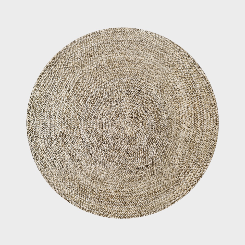 編み地の円形ラグ