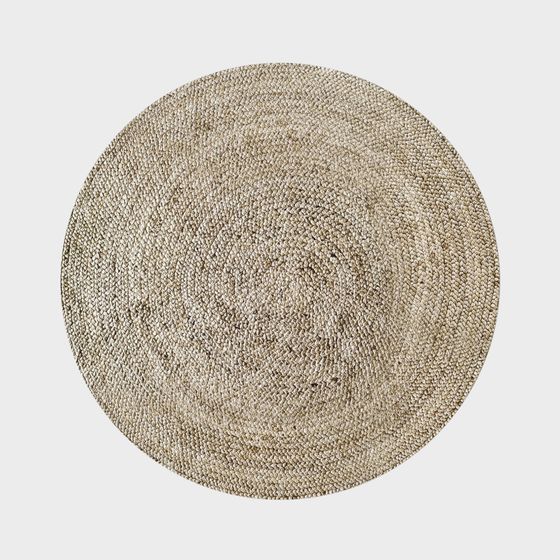 編み地の円形ラグ