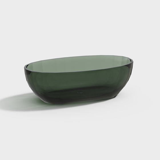 Elegant Oval Glass Bowl 3D model