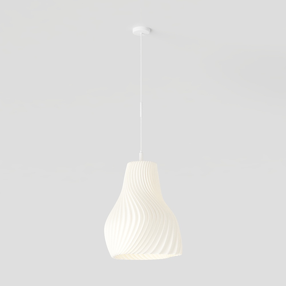 Elegant Low-Polygon Chandelier 3D Model – Beige Minimalist Light