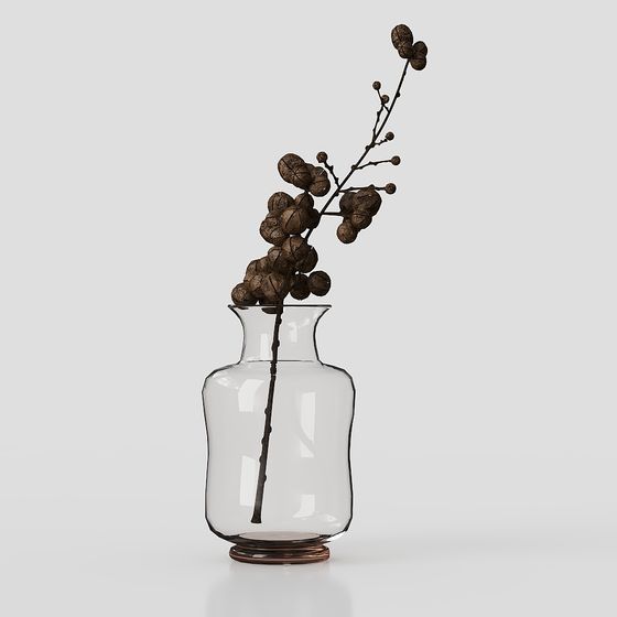 Glass Vase with Dried Branches 3D model for Creative Projects