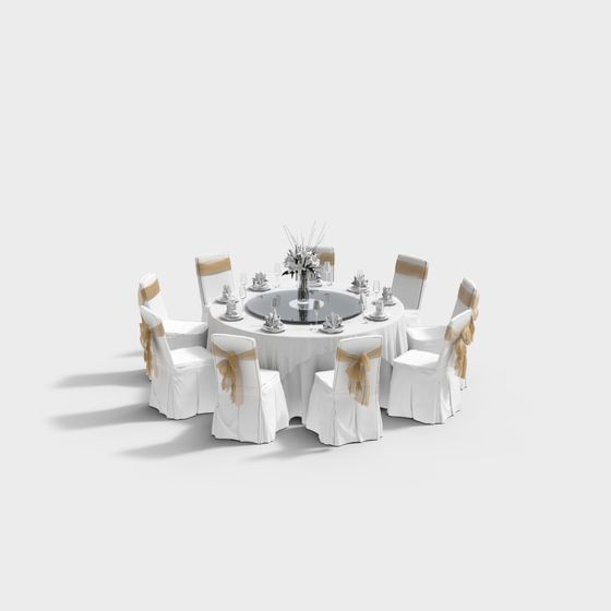 Elegant Round Dining Table 3D model