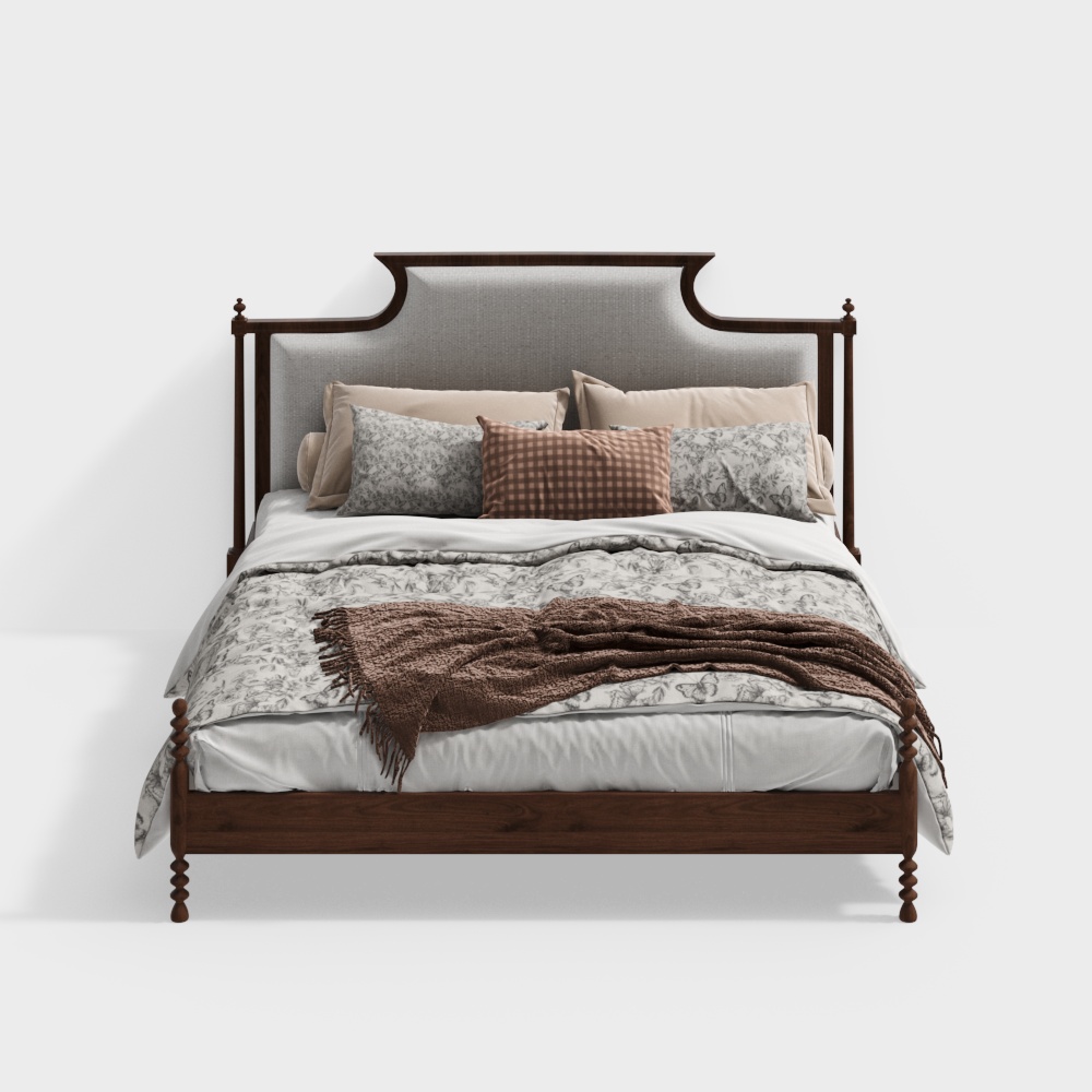 Vintage Modern Double Bed 3D model