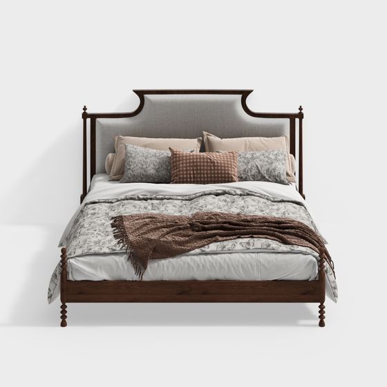 Charming Double Bed 3D model for Modern Interiors