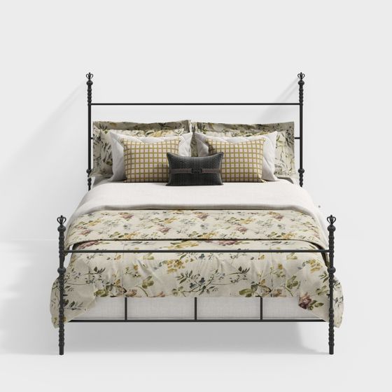 Vintage Iron Bed 3D model for Cozy Home Settings