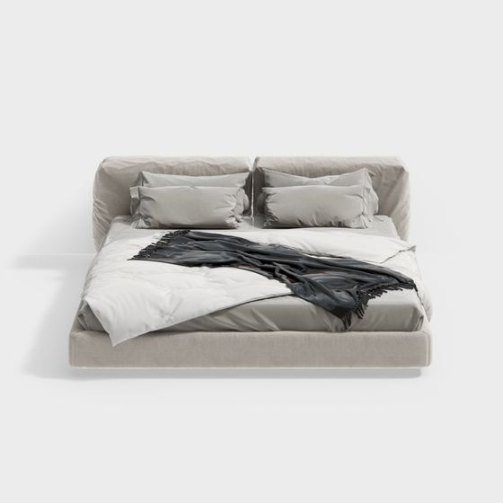 Elegant Low-Polygon Bed 3D model for Modern Interiors