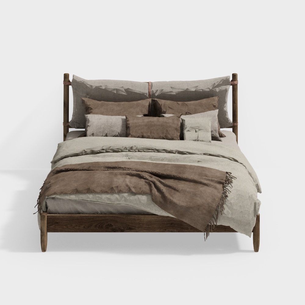 Wabi-sabi style double bed