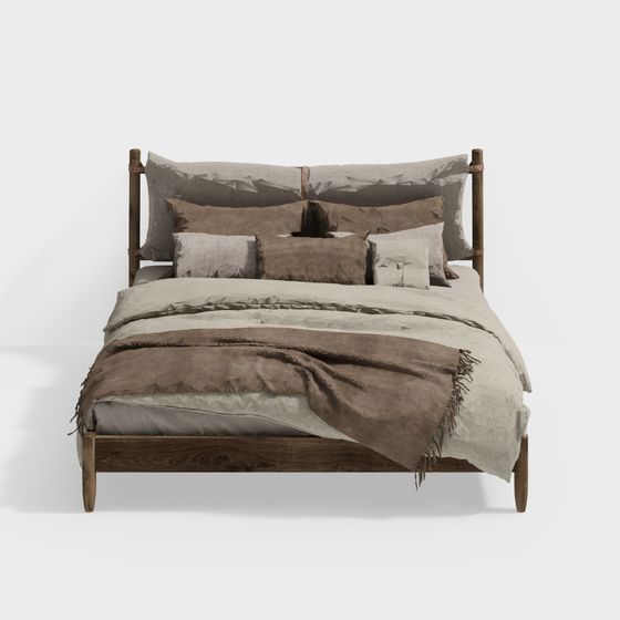 Wabi-Sabi Brown Double Bed
