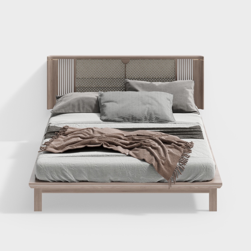 Wabi-sabi style double bed