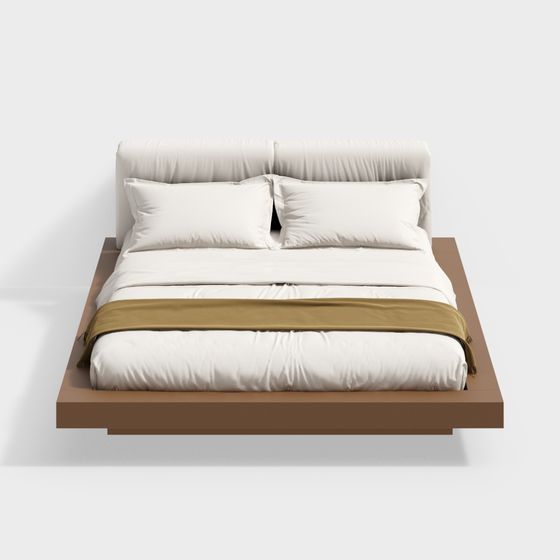 Elegant Minimalist Bed 3D model