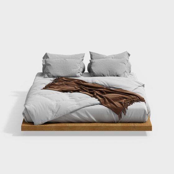 Elegant Low-Poly Bed 3D model for Modern Interiors
