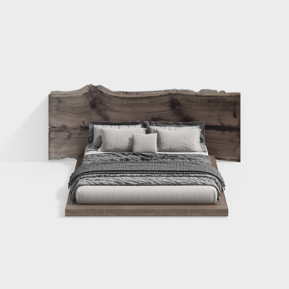 Wabi-sabi style double bed