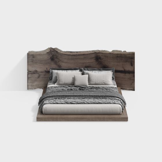 Elegant Low-Poly Bed Frame 3D model