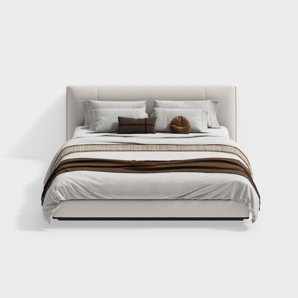 Elegant Low-Poly Bed 3D model for Modern Interiors