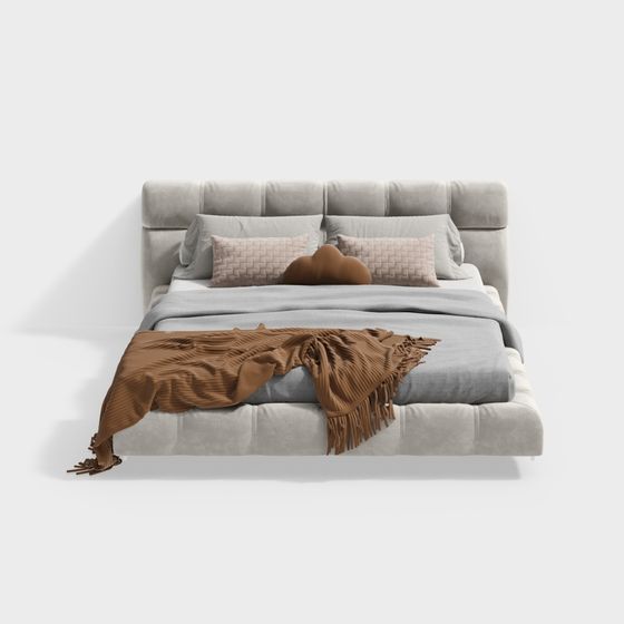 Elegant Low-Poly Bed 3D model for Modern Interiors
