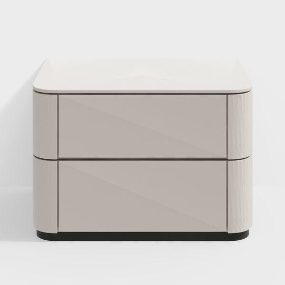Minimalist Bedside Table 3D Model in Beige