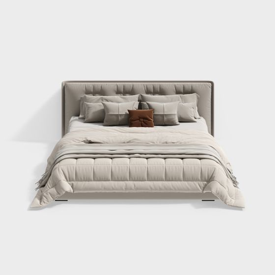 Elegant Minimalist Bed 3D model for Modern Interiors
