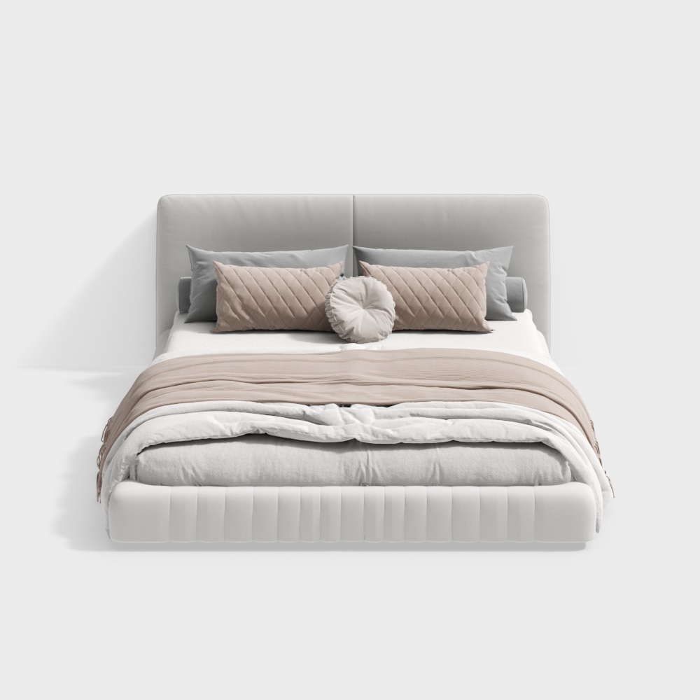 Elegant Minimalist Bed 3D model for Modern Interiors
