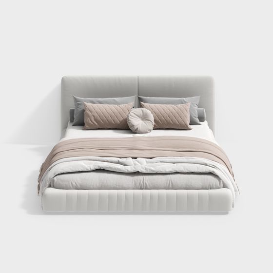 Elegant Minimalist Bed 3D model for Modern Interiors