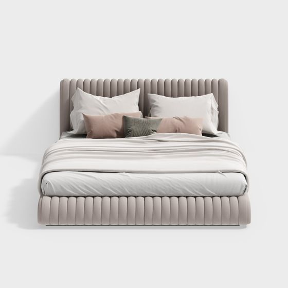 Chic Upholstered Bed 3D model