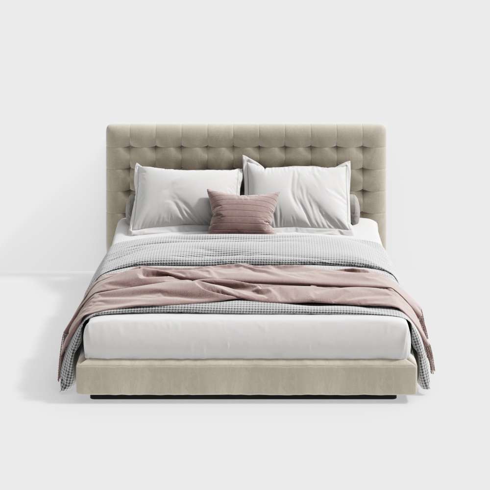 Lit double de style crème