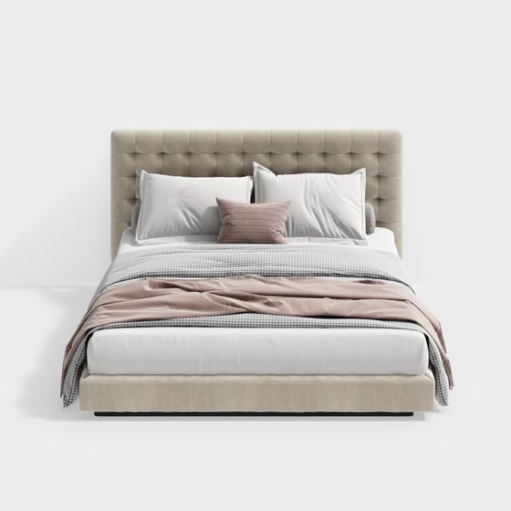 Lit double de style crème